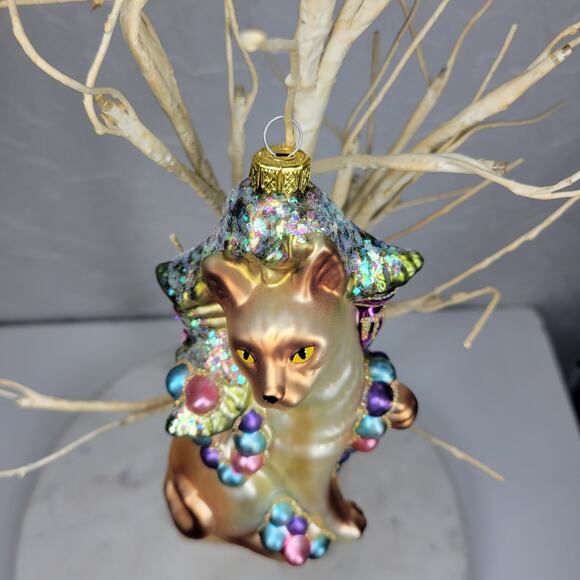 VTG Dept 56 Sammie Cat Ornament Blown Glass Siamese Christmas Tree Holiday Decor - Picture 6 of 16